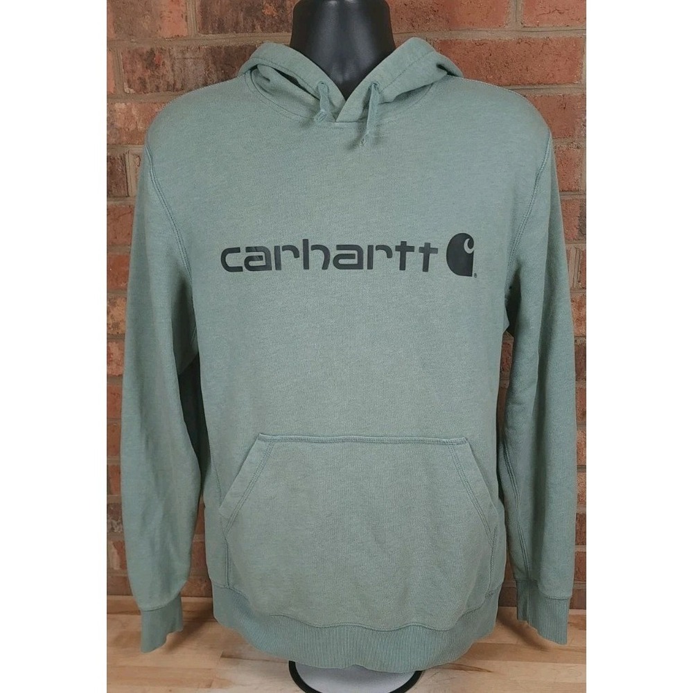 Carhartt Force Hoodie Size Medium Light Green Pullover Sweatshirt Fleece 103873